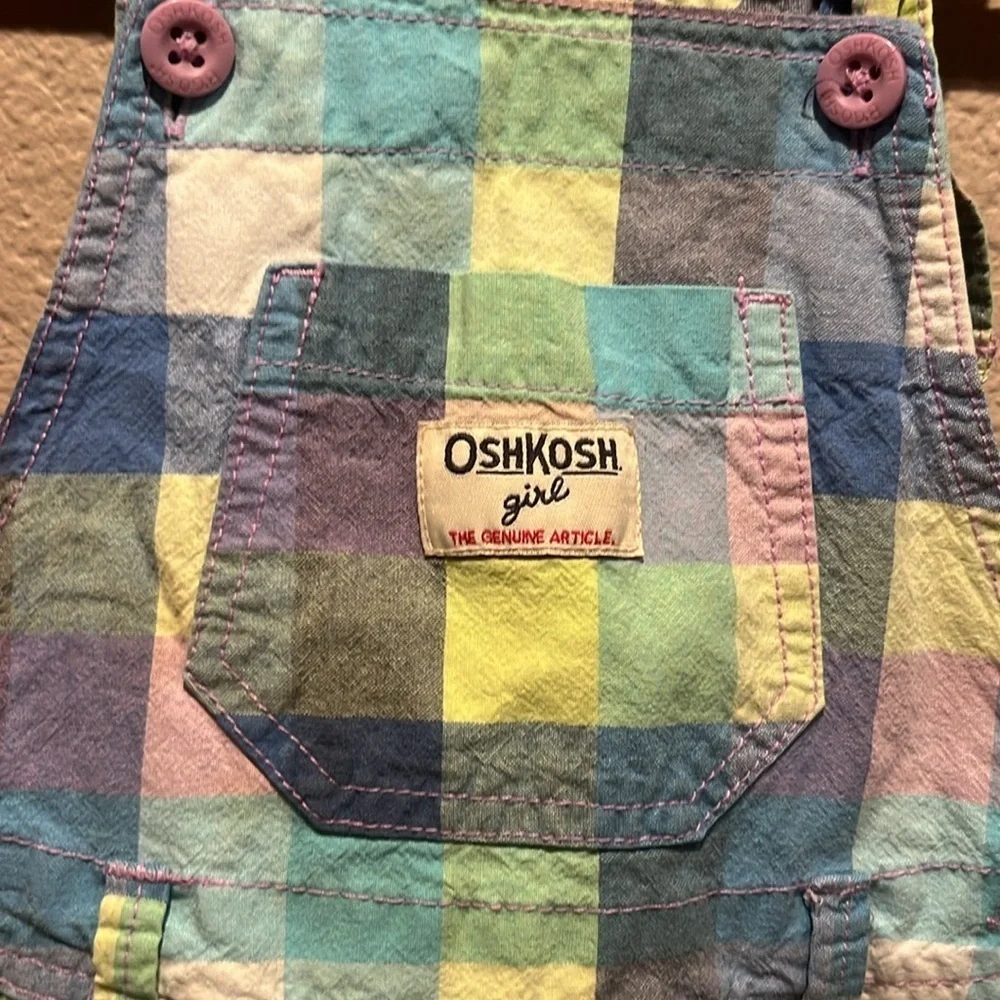 Oshkosh Girl Shortalls Romper Plaid Size 24 Months